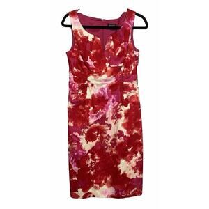 Adriana Papell Red Pink Sleeveless Floral Sheath Dress Size 10 NWT